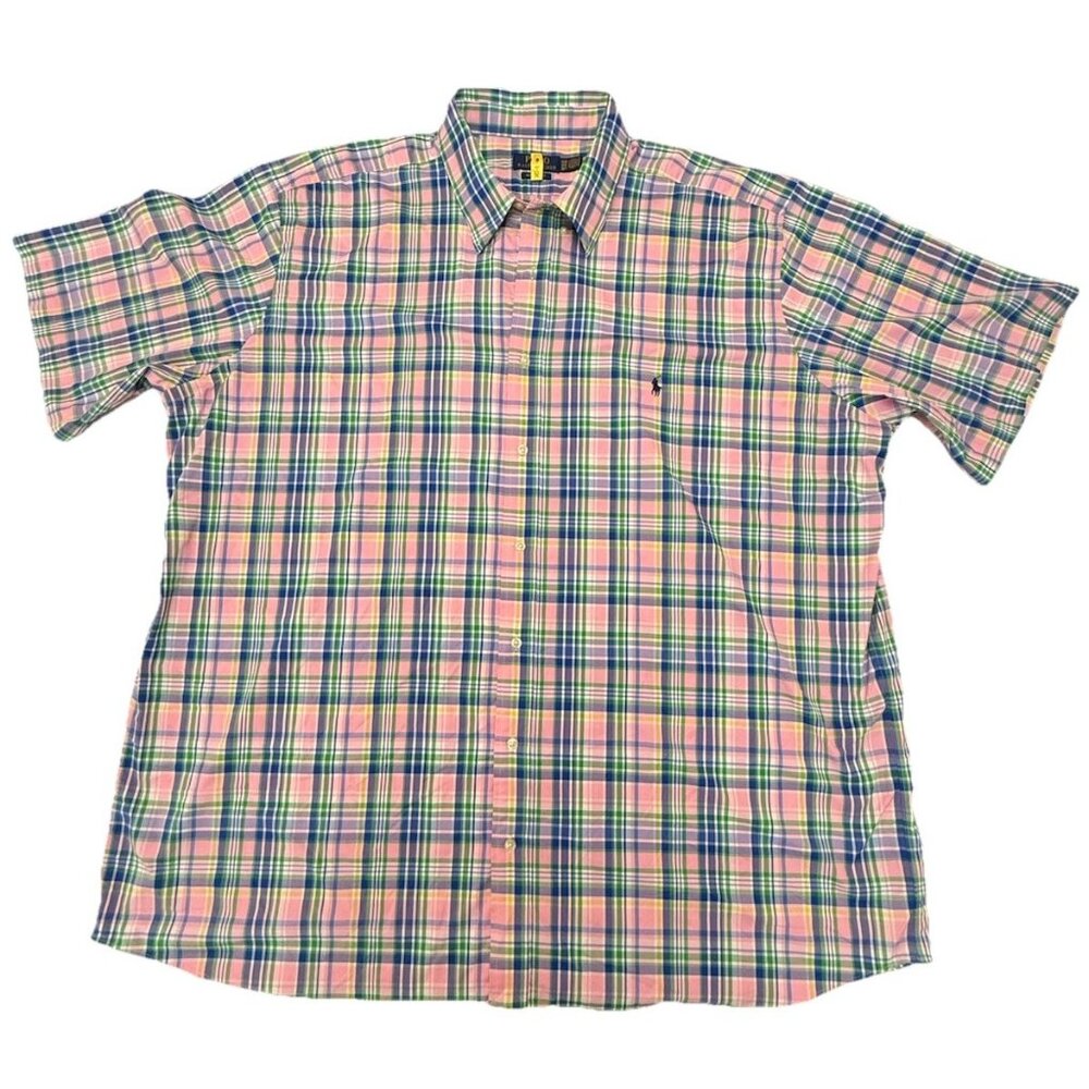 Polo Ralph Lauren 3XB Big Short Sleeve Plaid Button Shirt Pony Logo Mens 3X